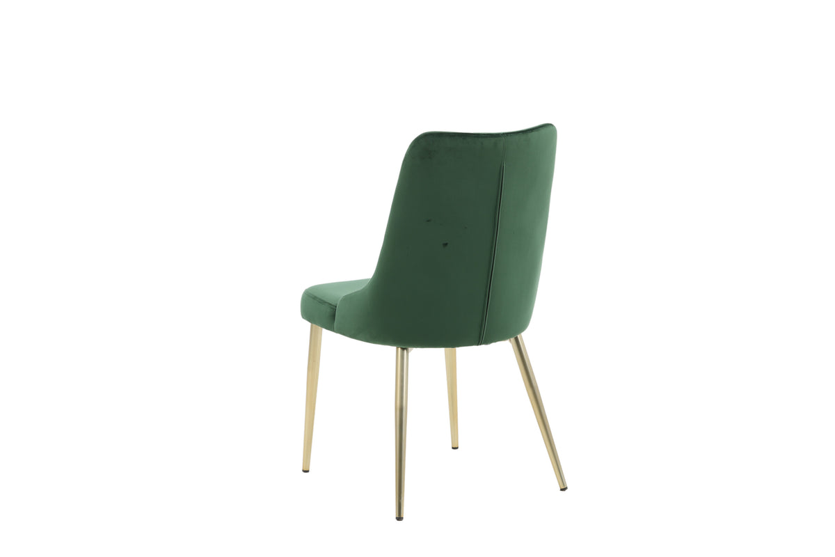 Velvet Deluxe spisebordsstole - guld, grøn - 2 stk. - billede 7