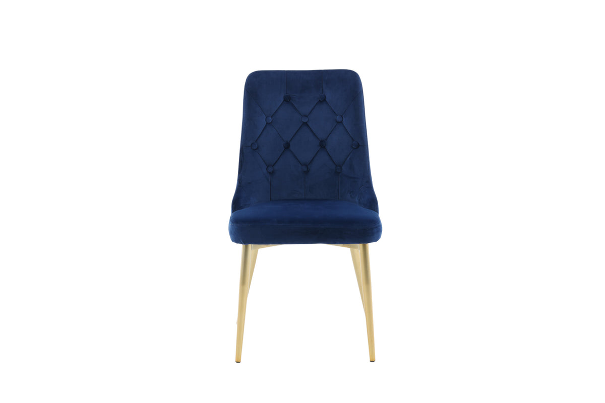 Velvet Deluxe spisebordsstole - blå, guld - 2 stk. - billede 2