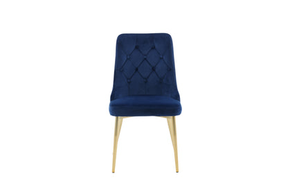 Velvet Deluxe spisebordsstole - blå, guld - 2 stk. - billede 2