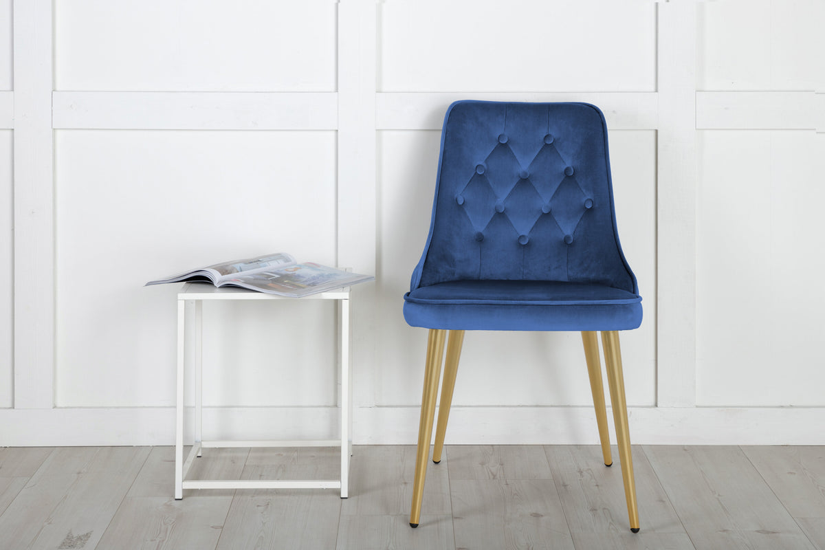 Velvet Deluxe spisebordsstole - blå, guld - 2 stk. - billede 14
