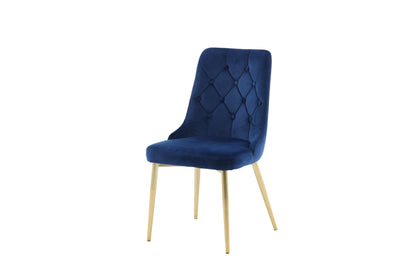 Velvet Deluxe spisebordsstole - blå, guld - 2 stk. - billede 3
