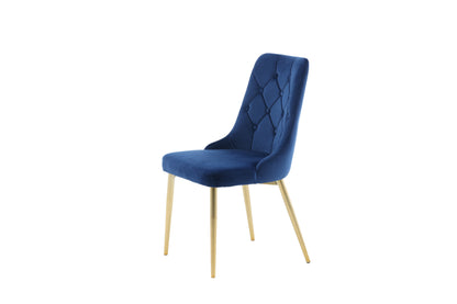 Velvet Deluxe spisebordsstole - blå, guld - 2 stk. - billede 4