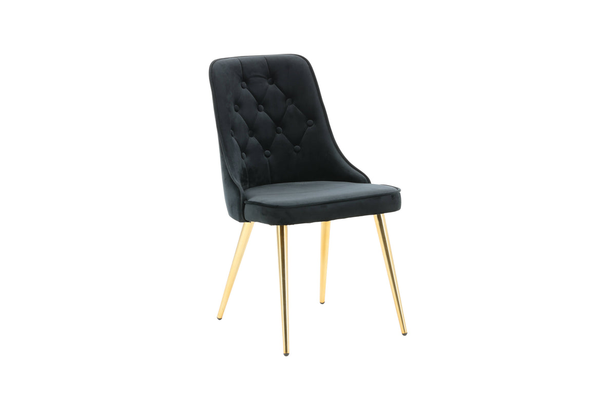 Velvet Deluxe spisebordsstole - sort, guld - 2 stk. - billede 13