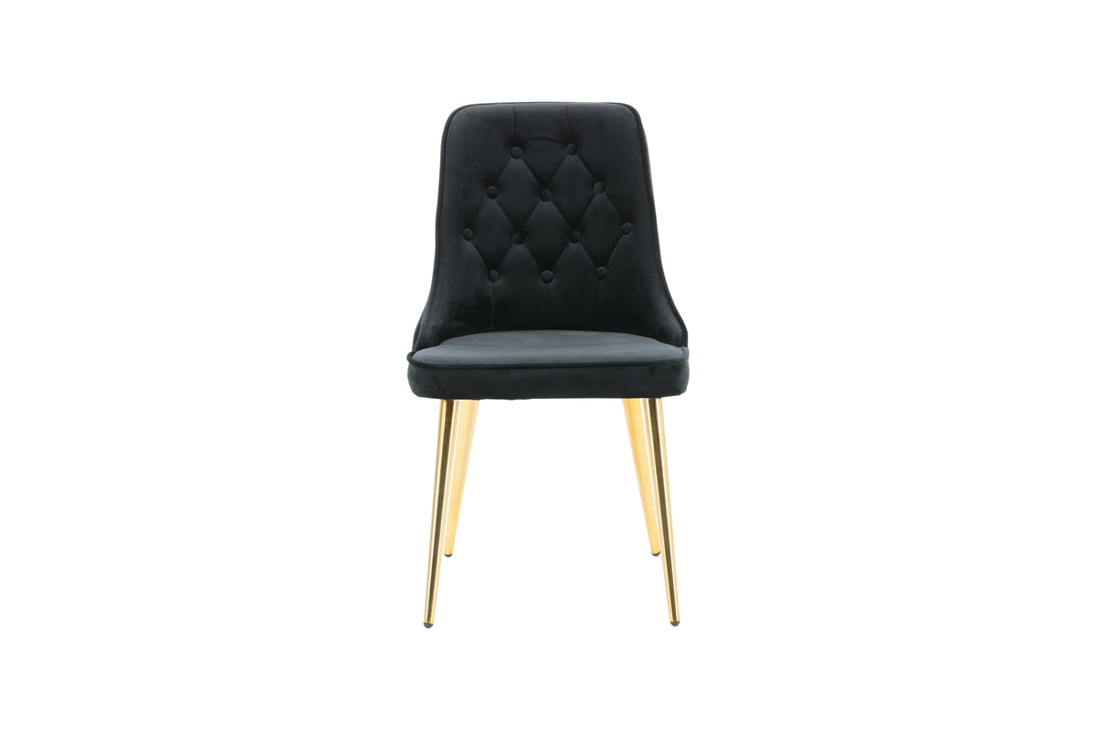 Velvet Deluxe spisebordsstole - sort, guld - 2 stk. - billede 2