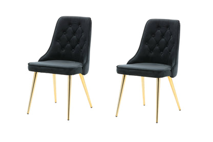 Velvet Deluxe spisebordsstole - sort, guld - 2 stk. - billede 1