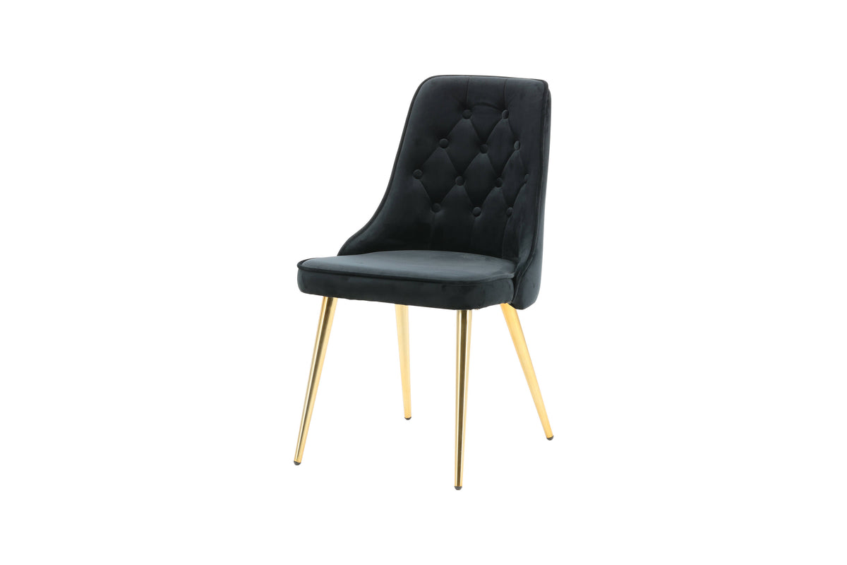 Velvet Deluxe spisebordsstole - sort, guld - 2 stk. - billede 3
