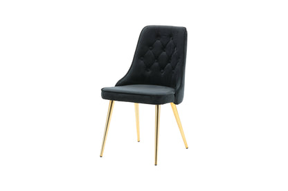Velvet Deluxe spisebordsstole - sort, guld - 2 stk. - billede 3