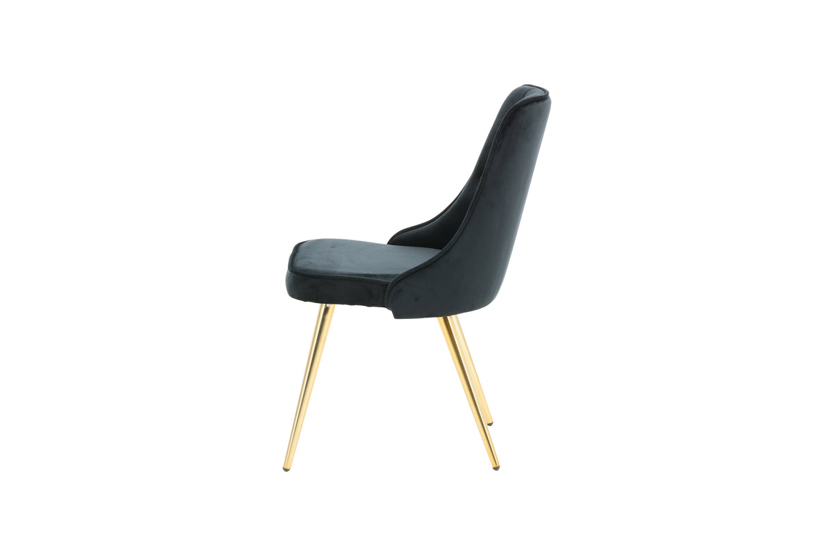 Velvet Deluxe spisebordsstole - sort, guld - 2 stk. - billede 5