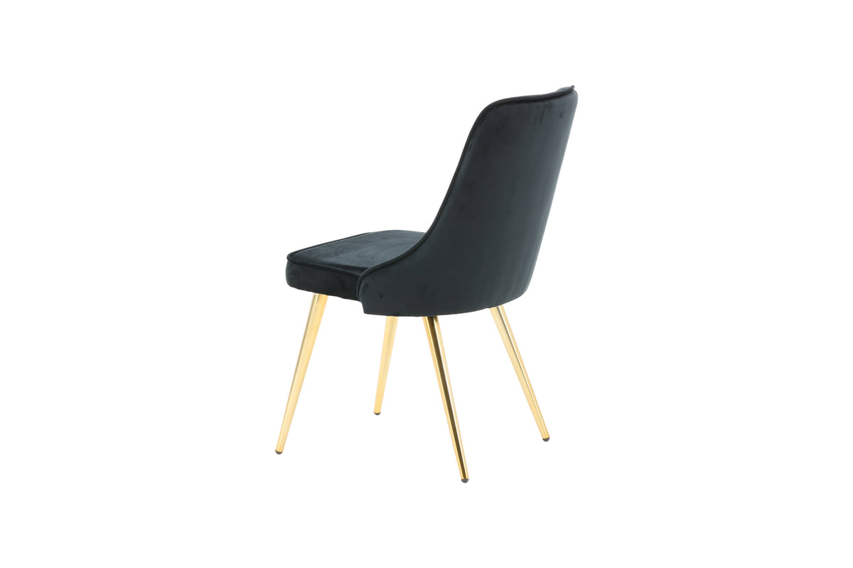 Velvet Deluxe spisebordsstole - sort, guld - 2 stk. - billede 6