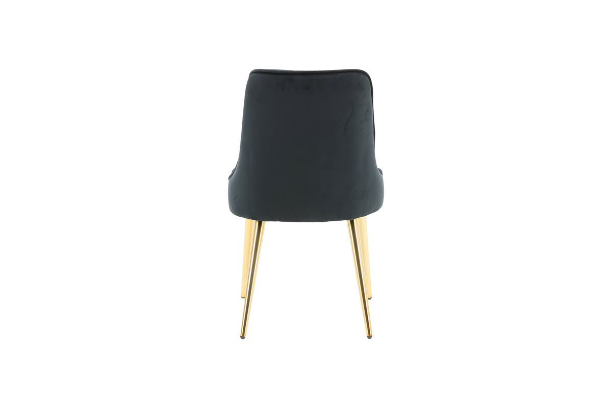 Velvet Deluxe spisebordsstole - sort, guld - 2 stk. - billede 8