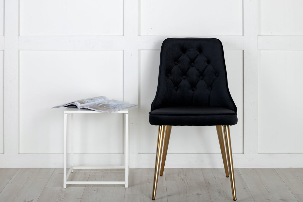 Velvet Deluxe spisebordsstole - sort, guld - 2 stk. - billede 14