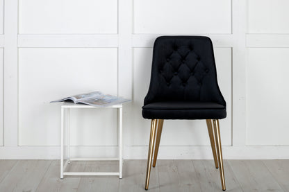 Velvet Deluxe spisebordsstole - sort, guld - 2 stk. - billede 14