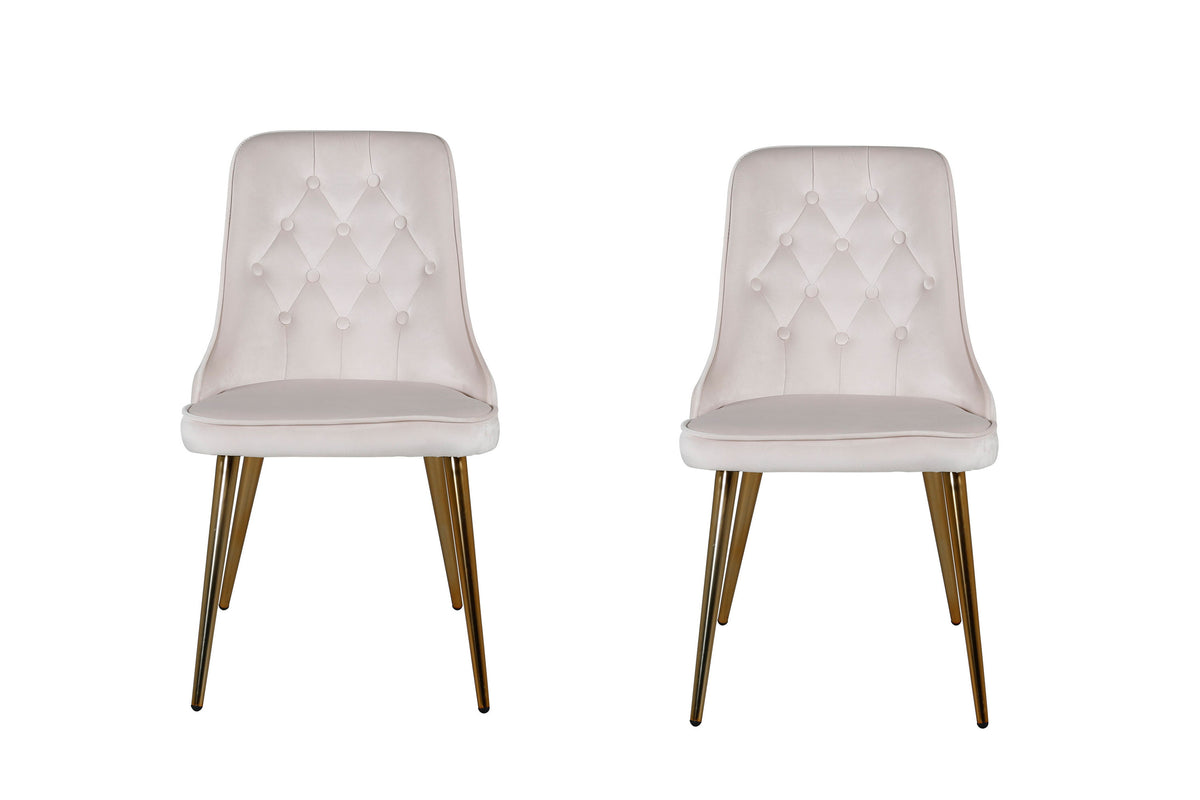 Velvet Deluxe spisebordsstole - beige, guld - 2 stk. - billede 2
