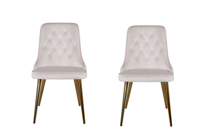 Velvet Deluxe spisebordsstole - beige, guld - 2 stk. - billede 2