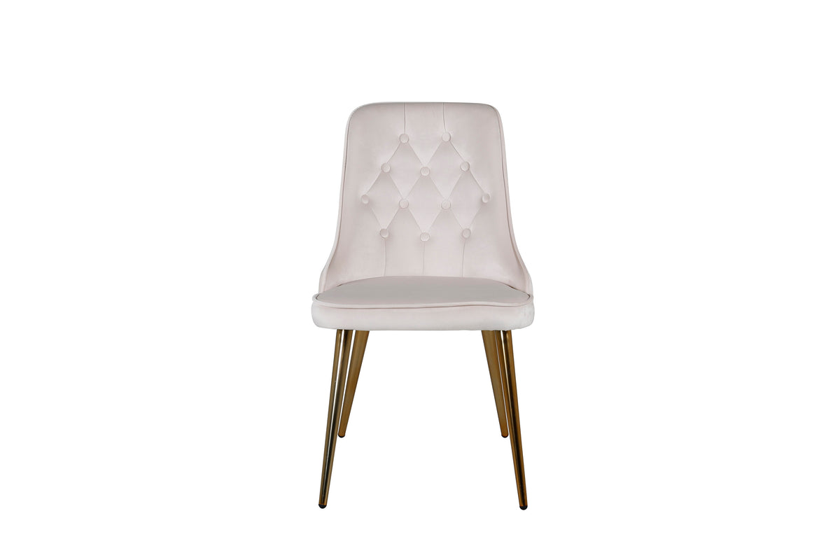 Velvet Deluxe spisebordsstole - beige, guld - 2 stk. - billede 1