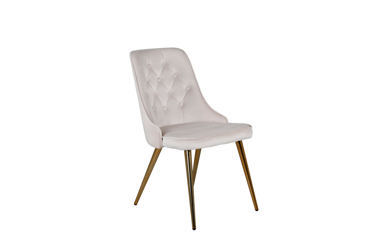 Velvet Deluxe spisebordsstole - beige, guld - 2 stk. - billede 3