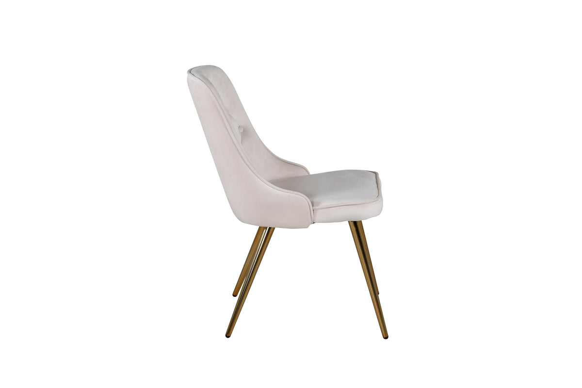 Velvet Deluxe spisebordsstole - beige, guld - 2 stk. - billede 4