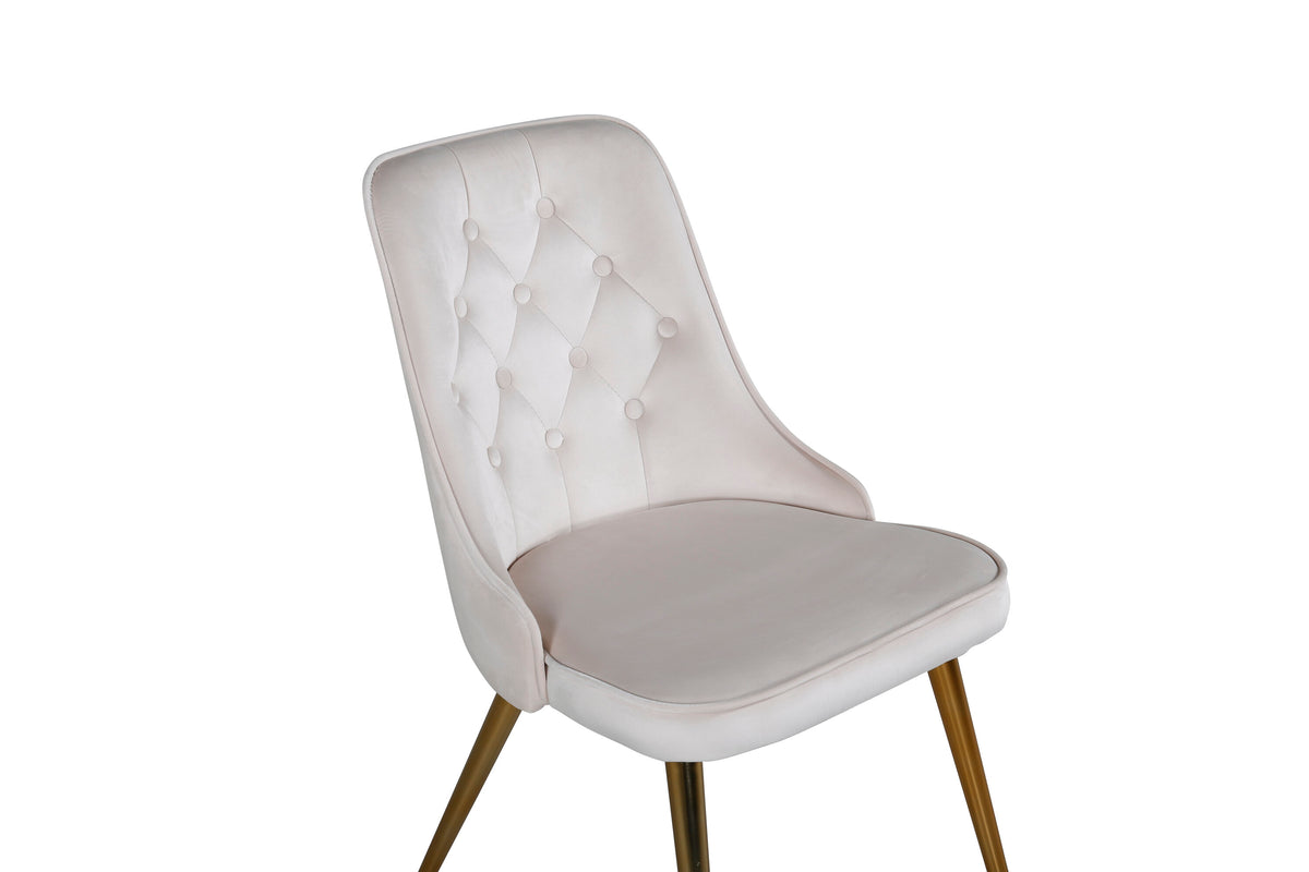 Velvet Deluxe spisebordsstole - beige, guld - 2 stk. - billede 7
