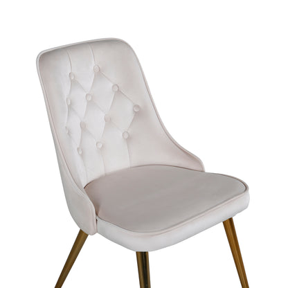 Velvet Deluxe spisebordsstole - beige, guld - 2 stk. - billede 13