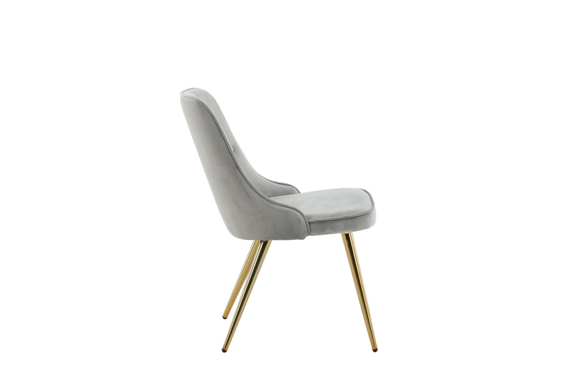 Velvet Deluxe spisebordsstole - grå, guld, lysegrå - 2 stk. - billede 11