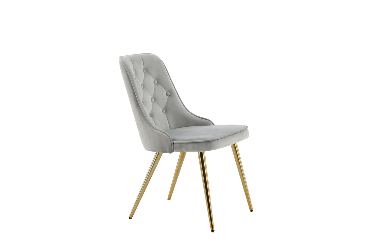 Velvet Deluxe spisebordsstole - grå, guld, lysegrå - 2 stk. - billede 12