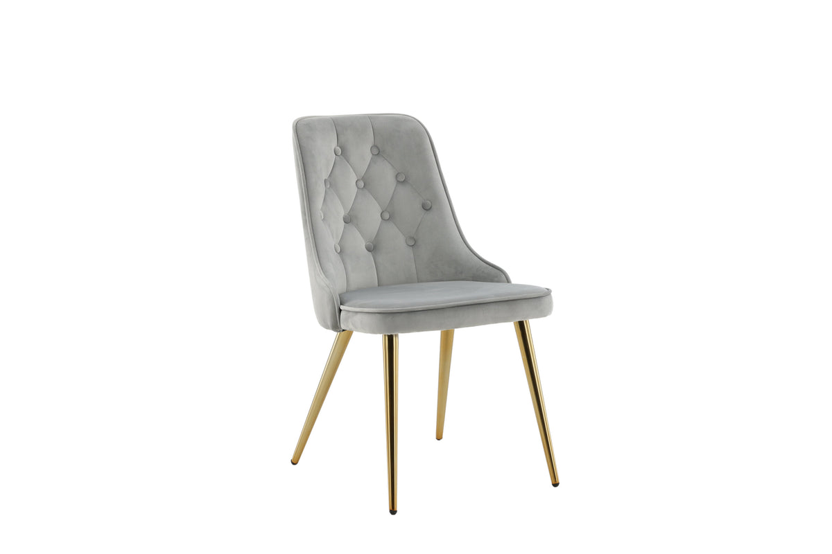 Velvet Deluxe spisebordsstole - grå, guld, lysegrå - 2 stk. - billede 13