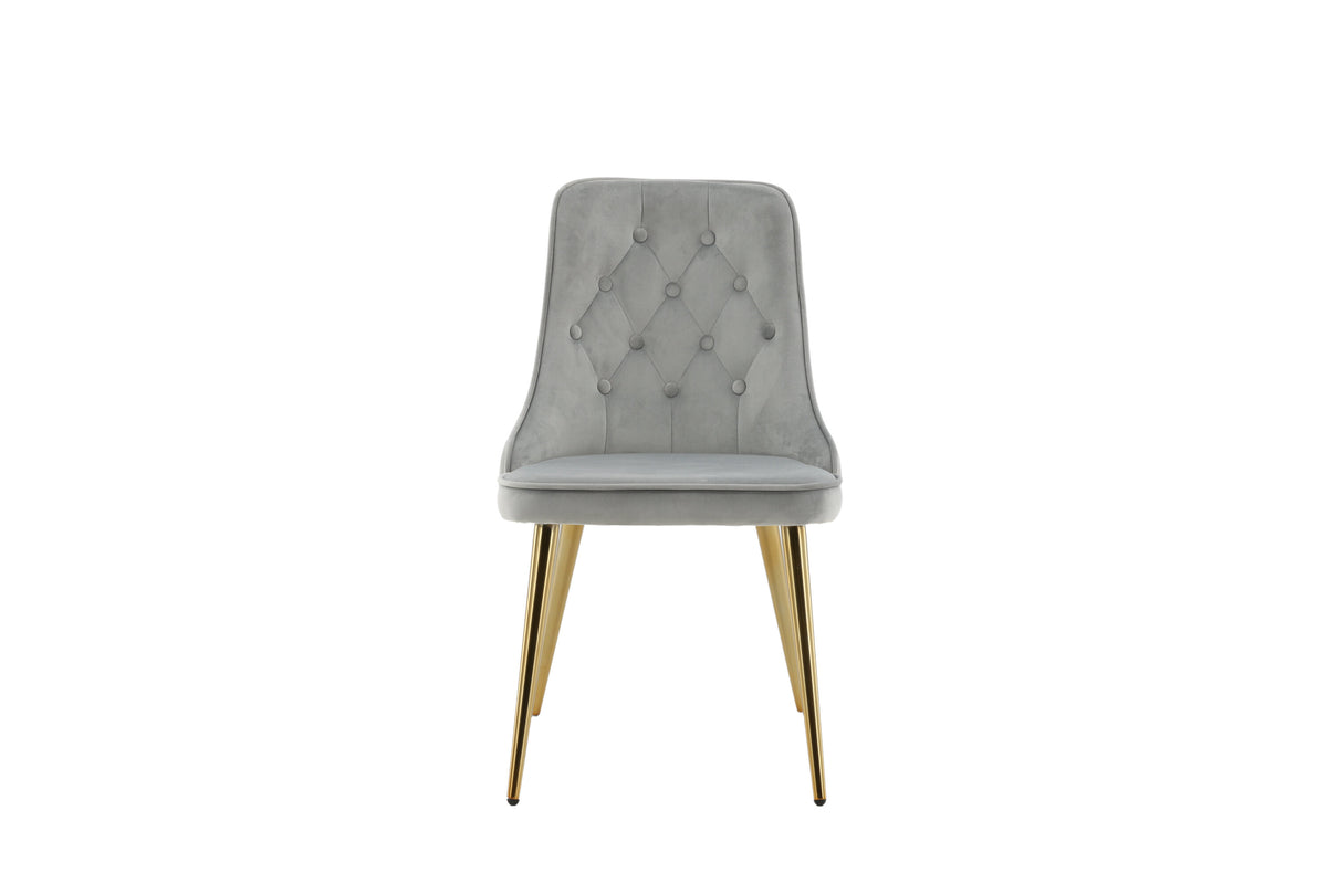 Velvet Deluxe spisebordsstole - grå, guld, lysegrå - 2 stk. - billede 1