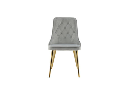 Velvet Deluxe spisebordsstole - grå, guld, lysegrå - 2 stk. - billede 1