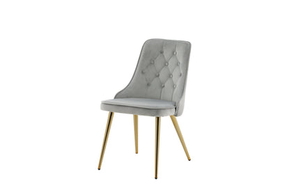 Velvet Deluxe spisebordsstole - grå, guld, lysegrå - 2 stk. - billede 3