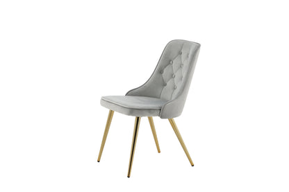 Velvet Deluxe spisebordsstole - grå, guld, lysegrå - 2 stk. - billede 4