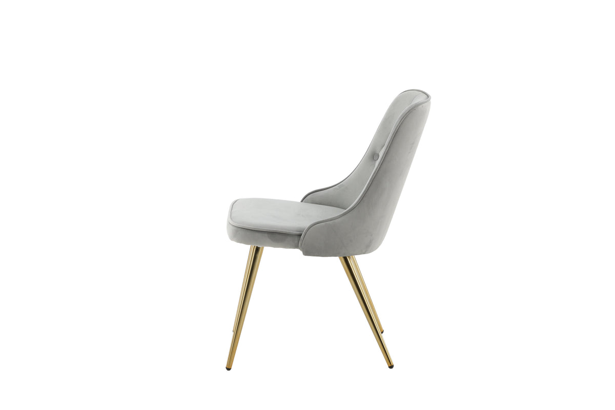 Velvet Deluxe spisebordsstole - grå, guld, lysegrå - 2 stk. - billede 5