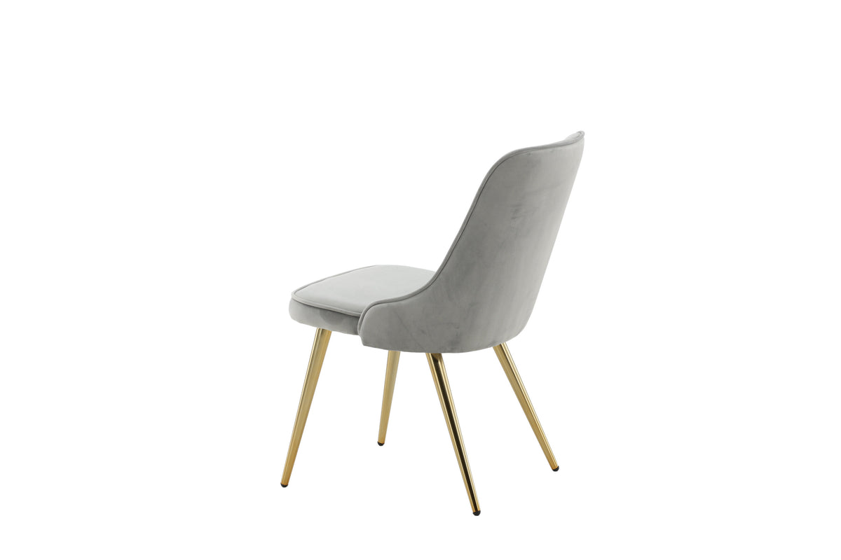Velvet Deluxe spisebordsstole - grå, guld, lysegrå - 2 stk. - billede 6