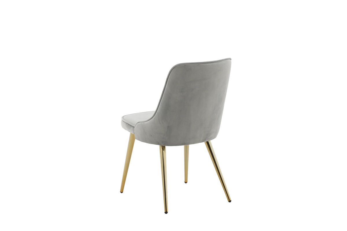 Velvet Deluxe spisebordsstole - grå, guld, lysegrå - 2 stk. - billede 7