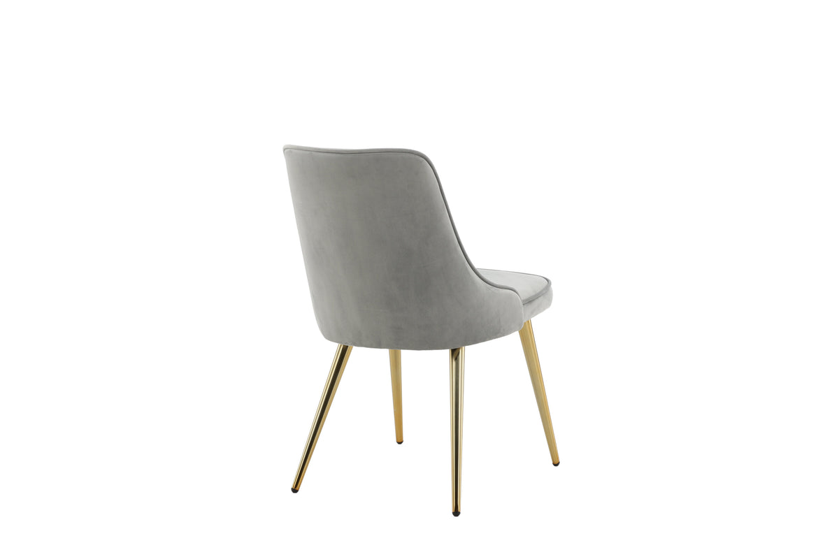 Velvet Deluxe spisebordsstole - grå, guld, lysegrå - 2 stk. - billede 9