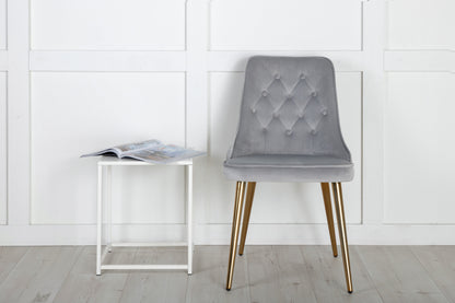 Velvet Deluxe spisebordsstole - grå, guld, lysegrå - 2 stk. - billede 14