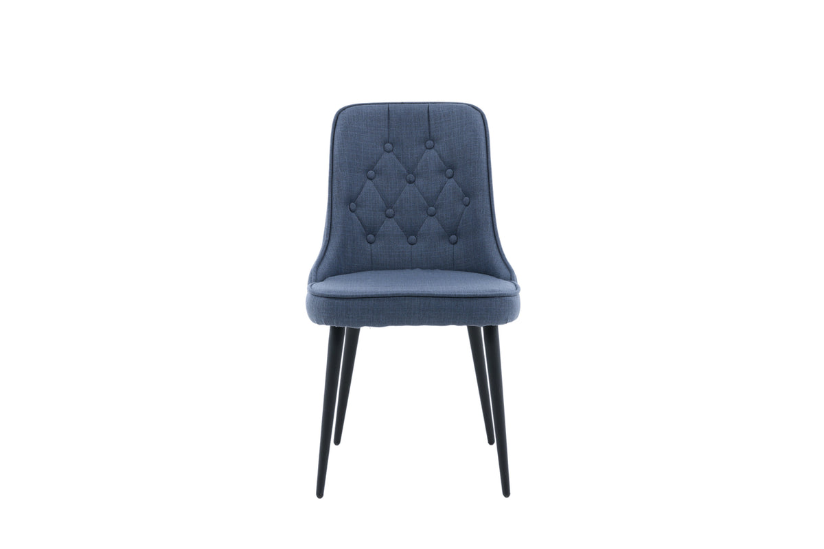 Velvet Deluxe spisebordsstole - sort, blå - 2 stk. - billede 2