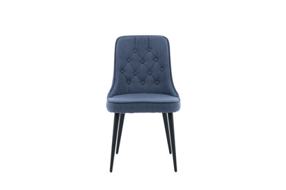 Velvet Deluxe spisebordsstole - sort, blå - 2 stk. - billede 2