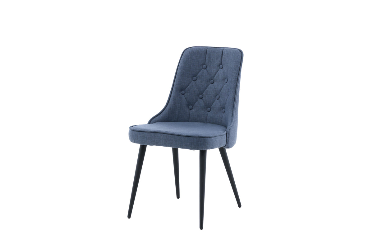Velvet Deluxe spisebordsstole - sort, blå - 2 stk. - billede 3