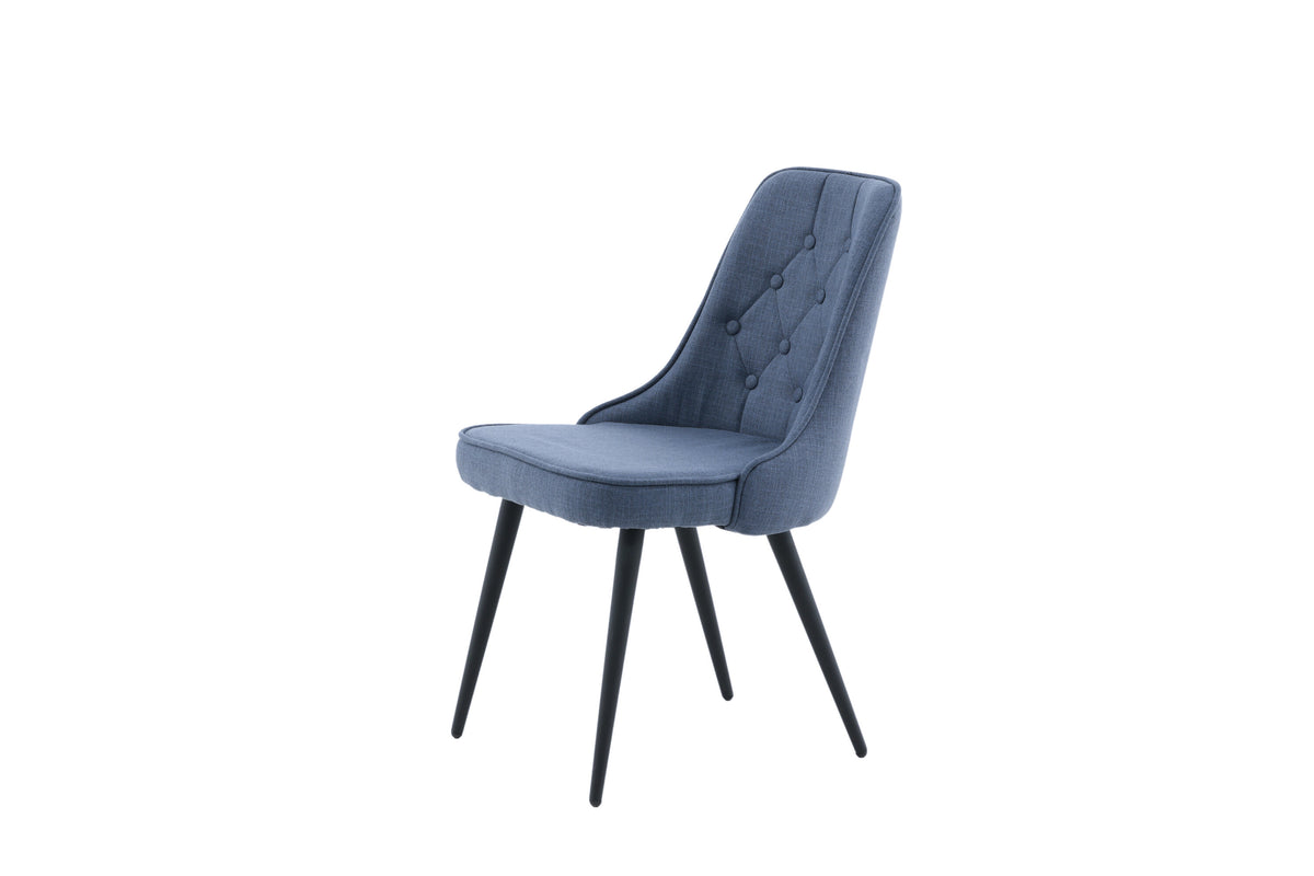 Velvet Deluxe spisebordsstole - sort, blå - 2 stk. - billede 4