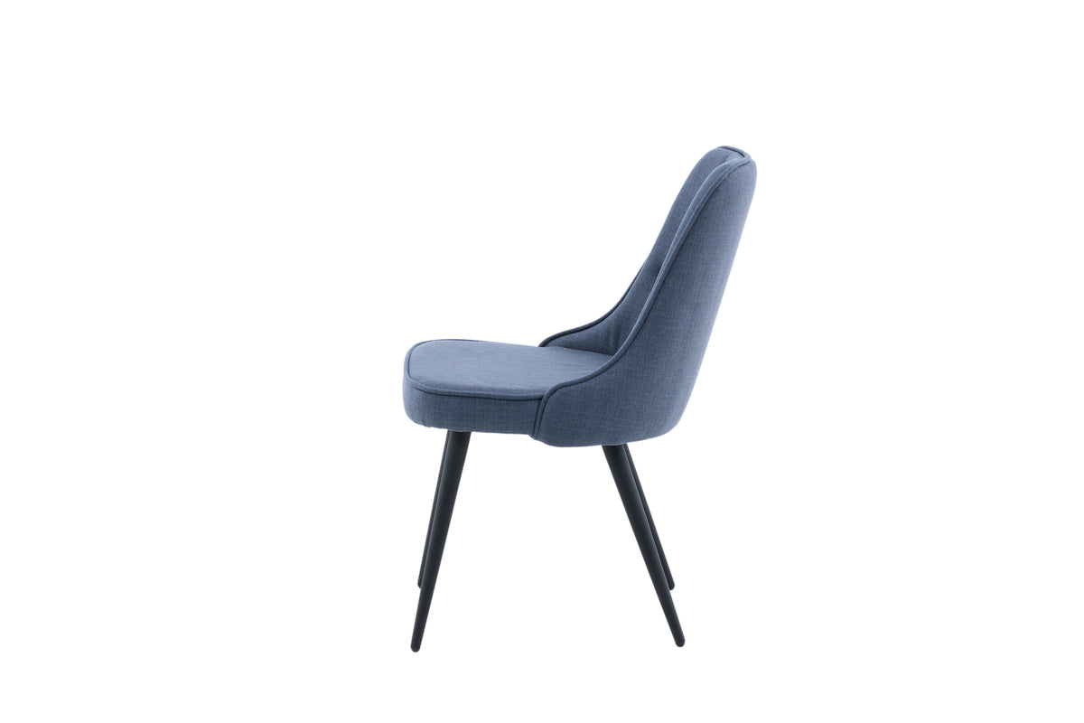 Velvet Deluxe spisebordsstole - sort, blå - 2 stk. - billede 5