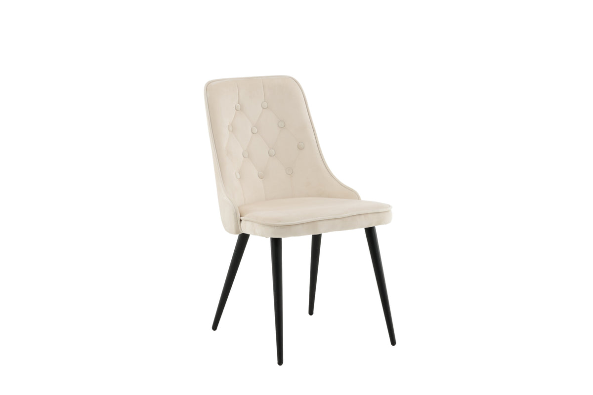 Velvet Deluxe spisebordsstole - beige, sort - 2 stk. - billede 13