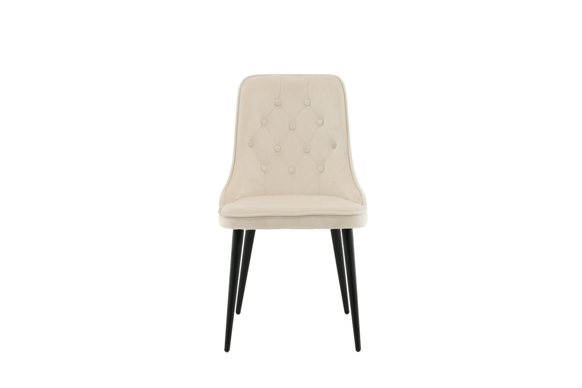 Velvet Deluxe spisebordsstole - beige, sort - 2 stk. - billede 2