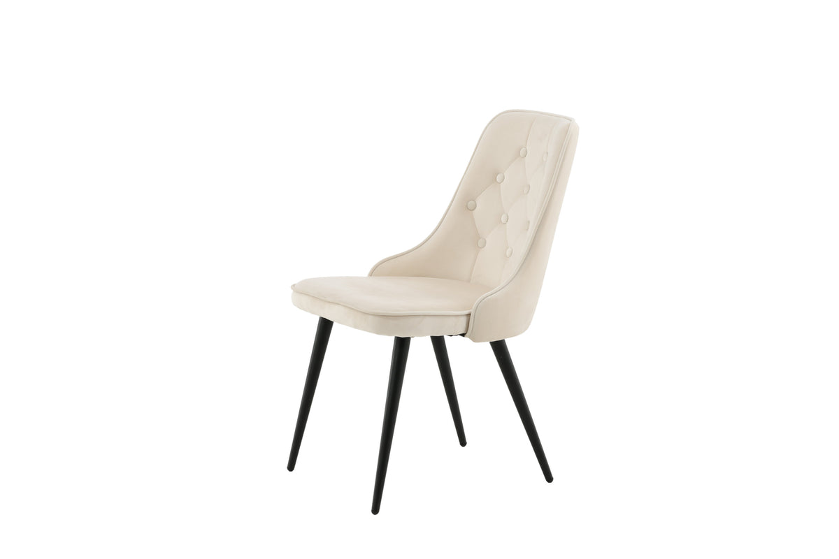 Velvet Deluxe spisebordsstole - beige, sort - 2 stk. - billede 4