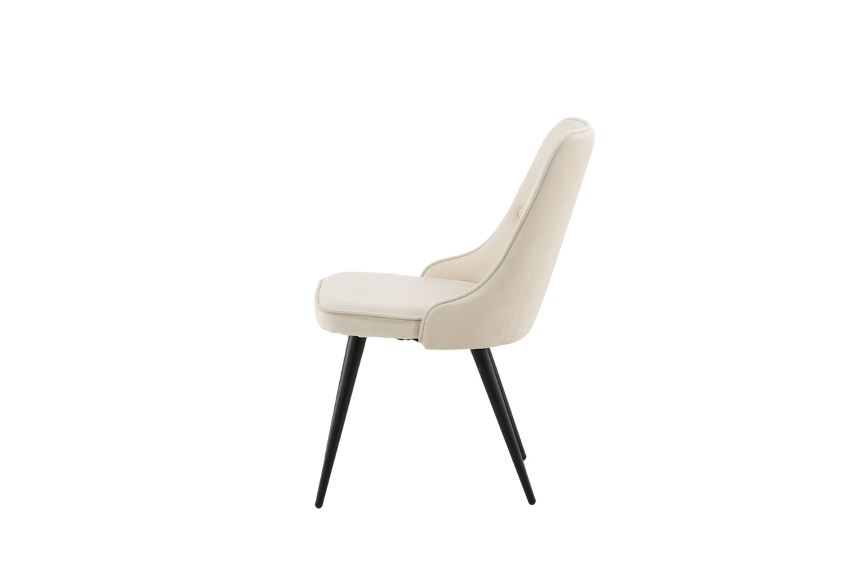 Velvet Deluxe spisebordsstole - beige, sort - 2 stk. - billede 5