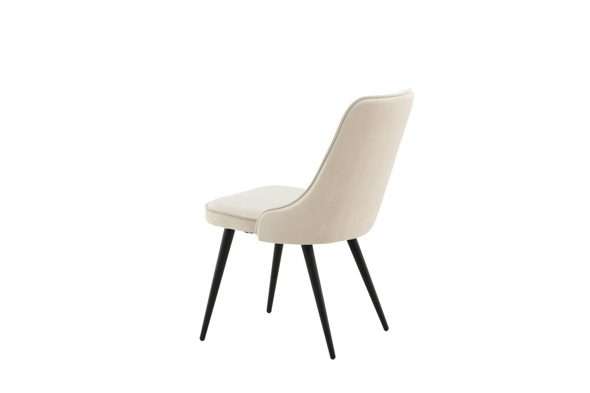 Velvet Deluxe spisebordsstole - beige, sort - 2 stk. - billede 6