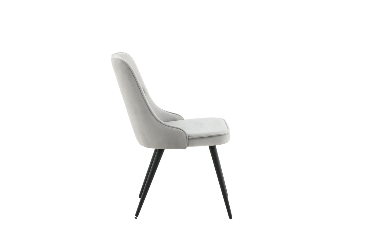 Velvet Deluxe spisebordsstole - sort, lysegrå - 2 stk. - billede 11