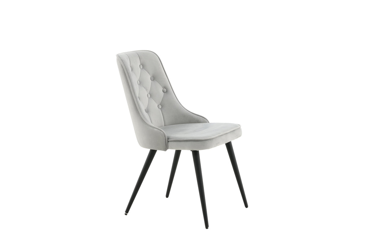 Velvet Deluxe spisebordsstole - sort, lysegrå - 2 stk. - billede 12