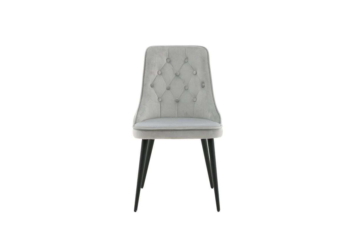 Velvet Deluxe spisebordsstole - sort, lysegrå - 2 stk. - billede 1
