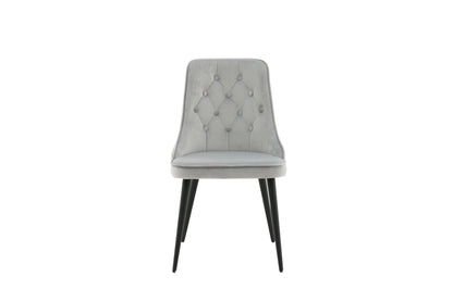 Velvet Deluxe spisebordsstole - sort, lysegrå - 2 stk. - billede 1
