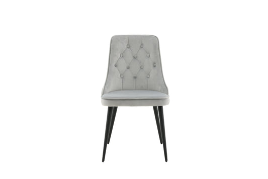 Velvet Deluxe spisebordsstole - sort, lysegrå - 2 stk. - billede 1